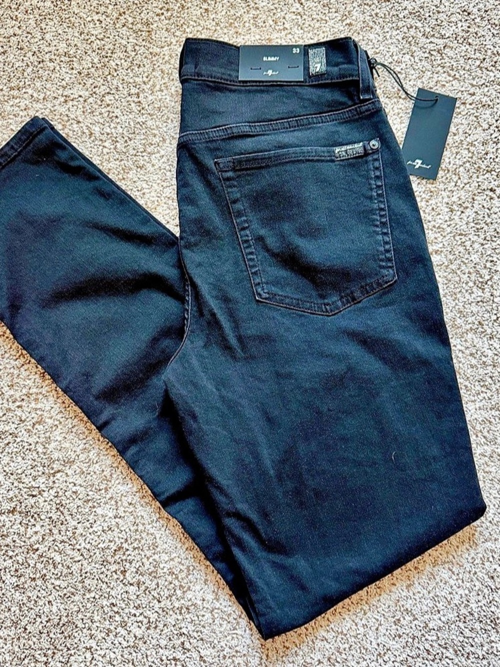 7 For All Mankind Slimmy Black Skinny Jeans Size 33 NWT